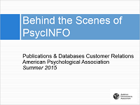 Screenshot of slides from Behind the Scenes of PsycINFO