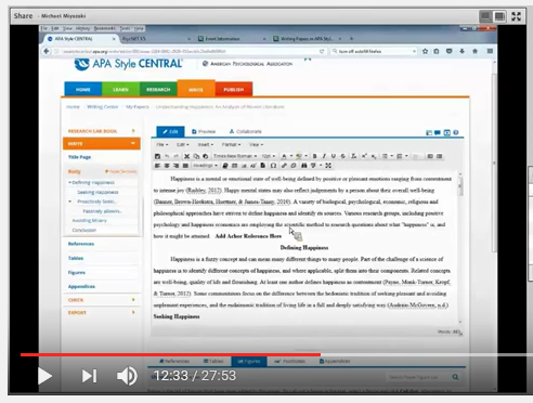 Screenshot from the recording of the Writing With APA Style CENTRAL webinar